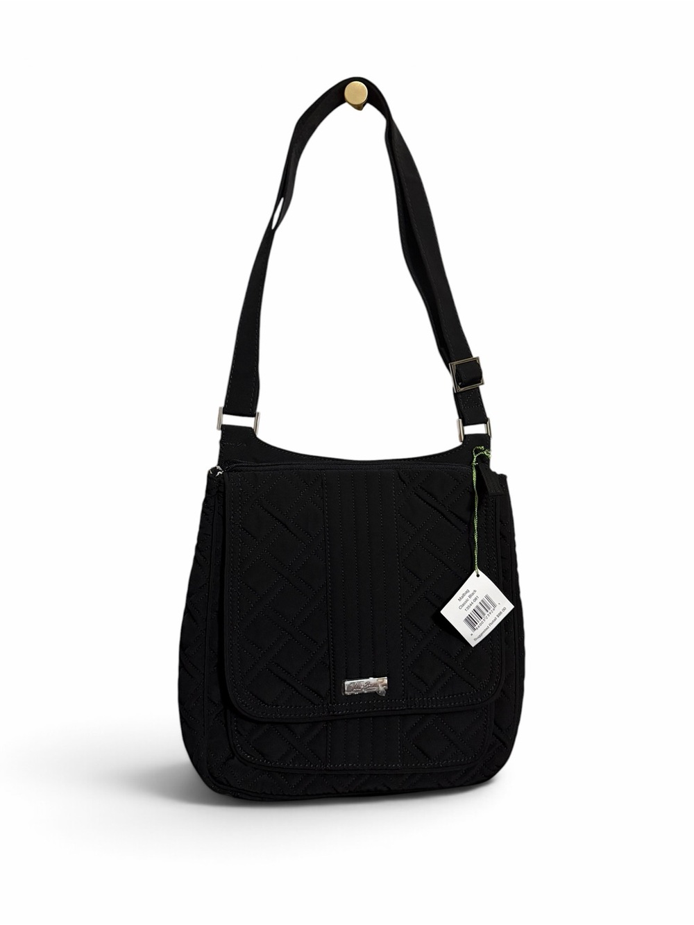 Vera Bradley Black Quilted Flap Crossbody with Adjustable Strap